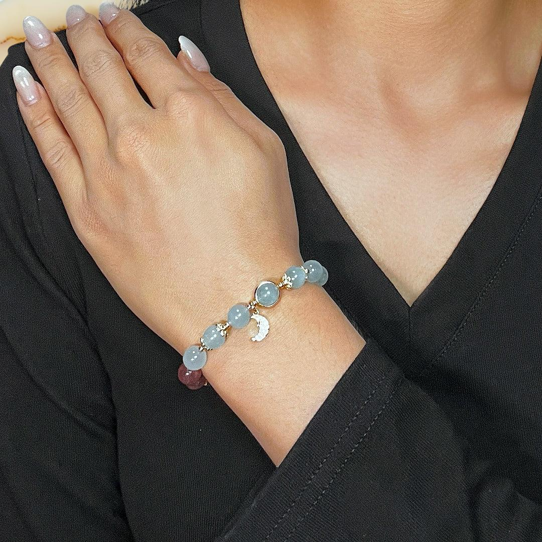 ATELIER-TIBET – Bracelet Labradorite et Aigue-Marine – Harmonie Lunaire