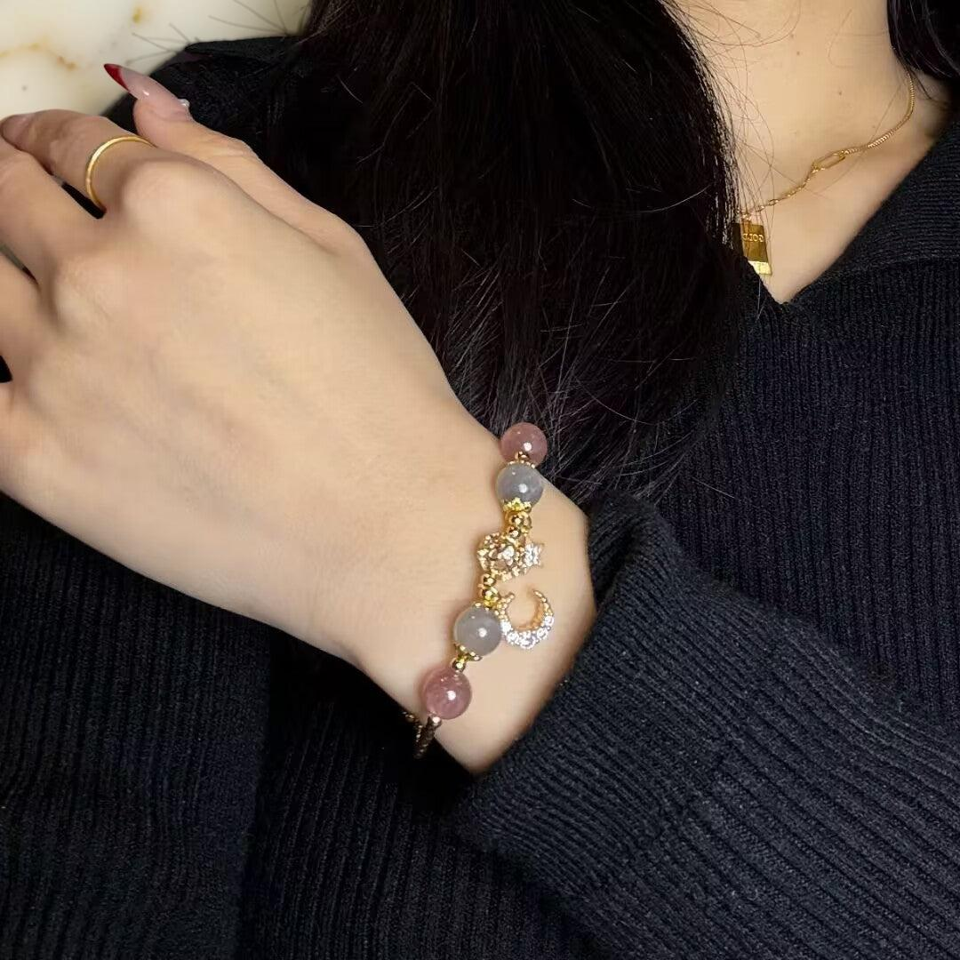 ATELIER-TIBET – Bracelet Labradorite et Quartz Fraise – Apaisement