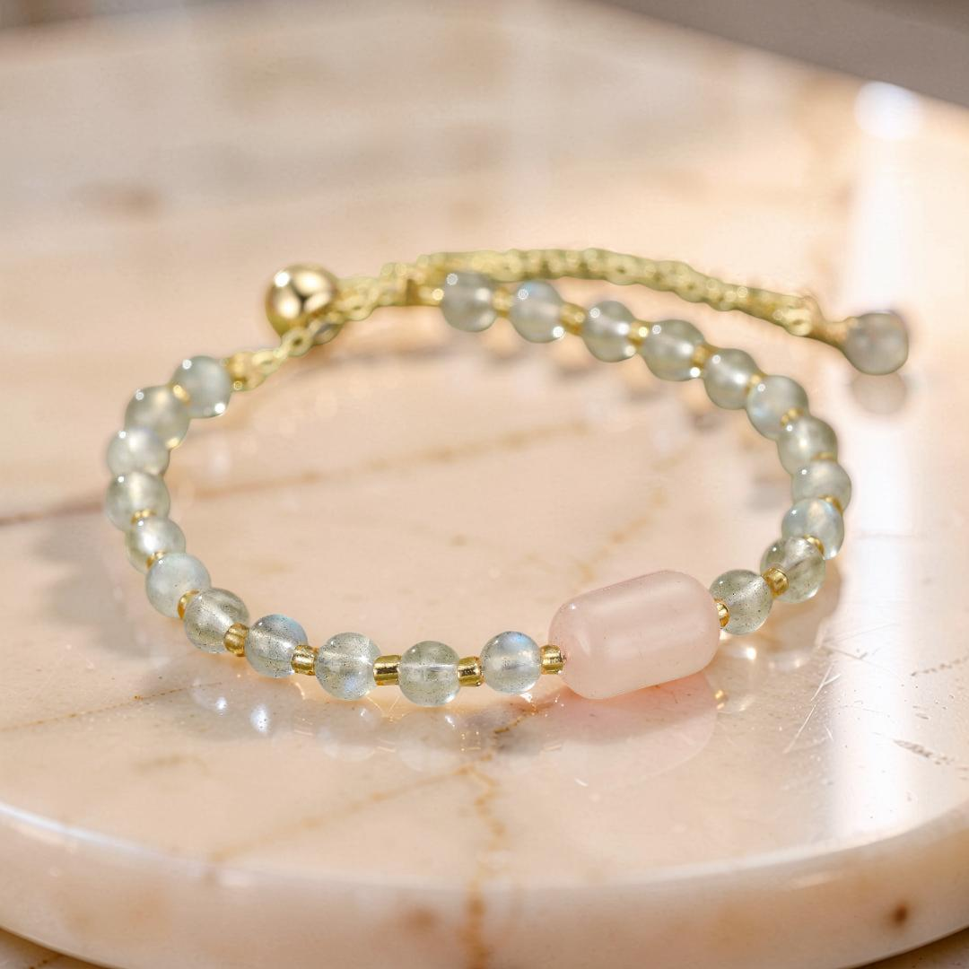 ATELIER-TIBET – Bracelet Labradorite et Quartz Rose – Reflet Intérieur