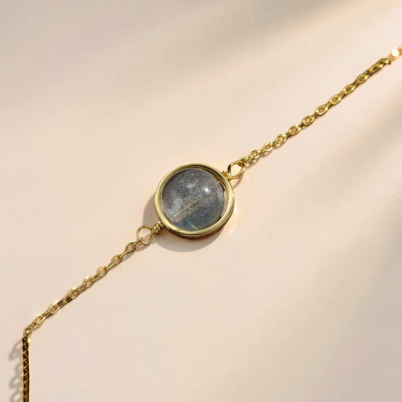 ATELIER-TIBET – Bracelet Labradorite – Mystère, Argent Plaqué Or