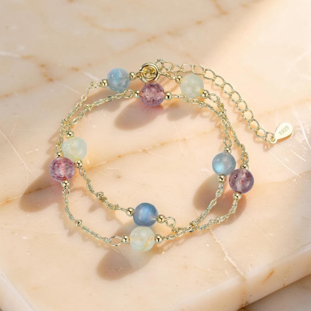 ATELIER-TIBET – Bracelet Labradorite, Quartz Fraise et Citrine – Murmure Céleste