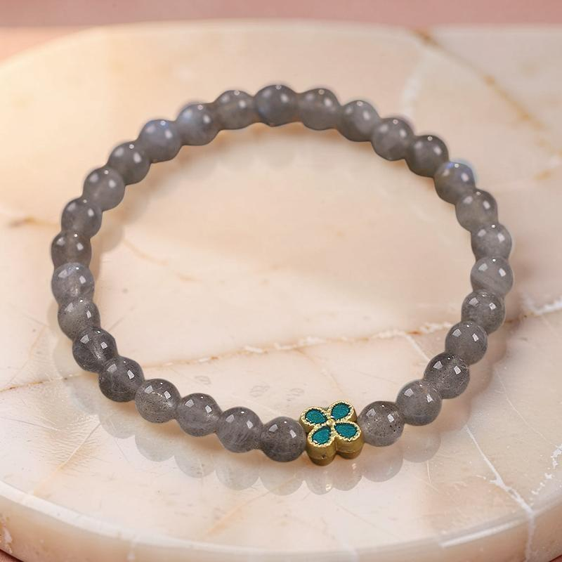 ATELIER-TIBET – Bracelet Labradorite Trèfle à Quatre Feuilles – Chance et Apaisement