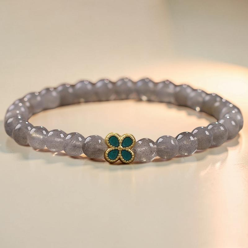 ATELIER-TIBET – Bracelet Labradorite Trèfle à Quatre Feuilles – Chance et Apaisement