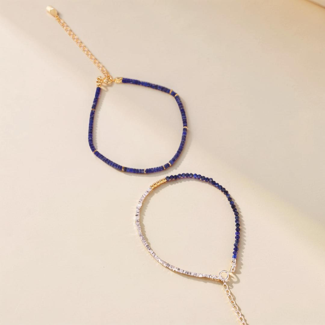ATELIER-TIBET – Bracelet Lapis Lazuli – Équilibre Lumineux, Argent