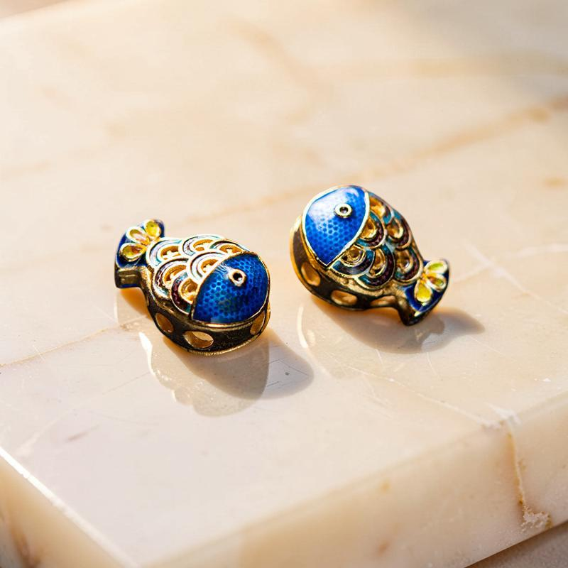 ATELIER-TIBET – Bracelet Lapis Lazuli et Aigue Marine - Poisson de Bonheur