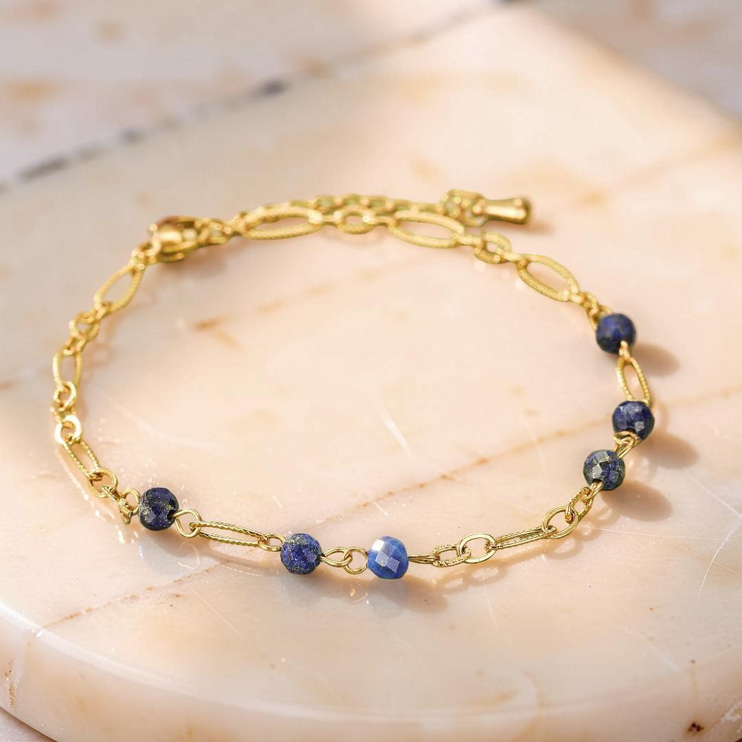 ATELIER-TIBET – Bracelet Lapis-Lazuli – Sérénité Dorée