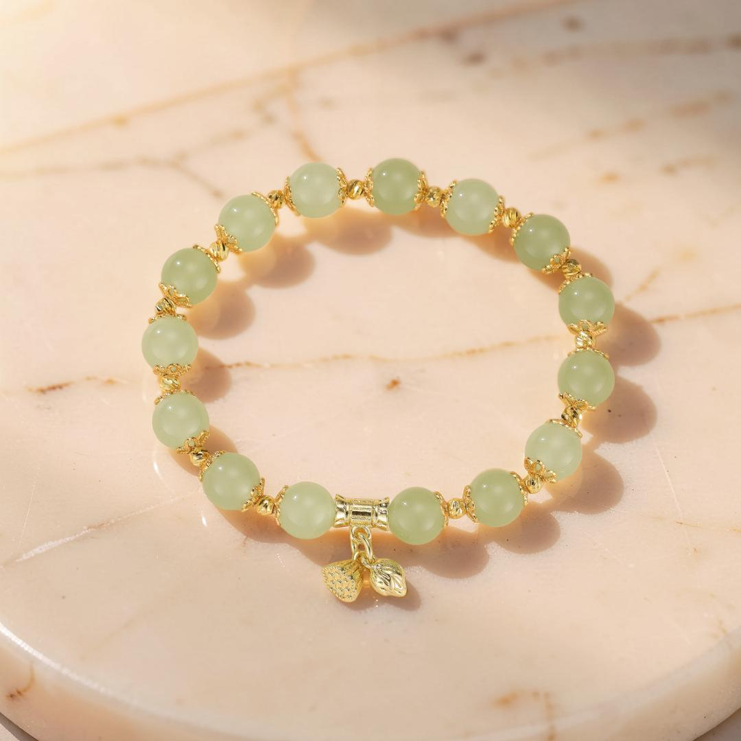 ATELIER-TIBET – Bracelet Lotus en Jade – Sérénité Pure, Argent Plaqué Or