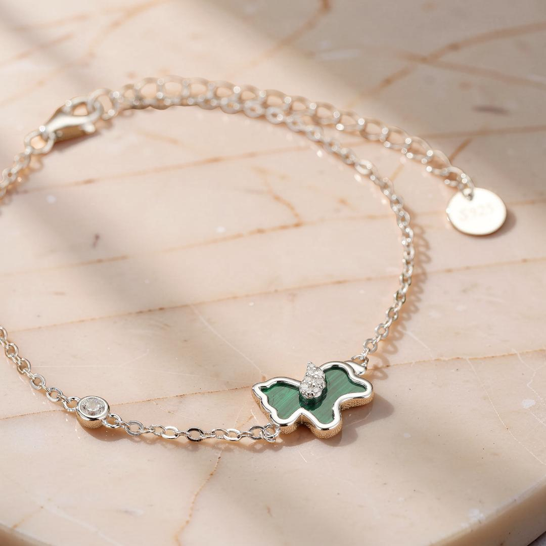 ATELIER-TIBET – Bracelet Malachite Cheval – Élégance Libre, Argent