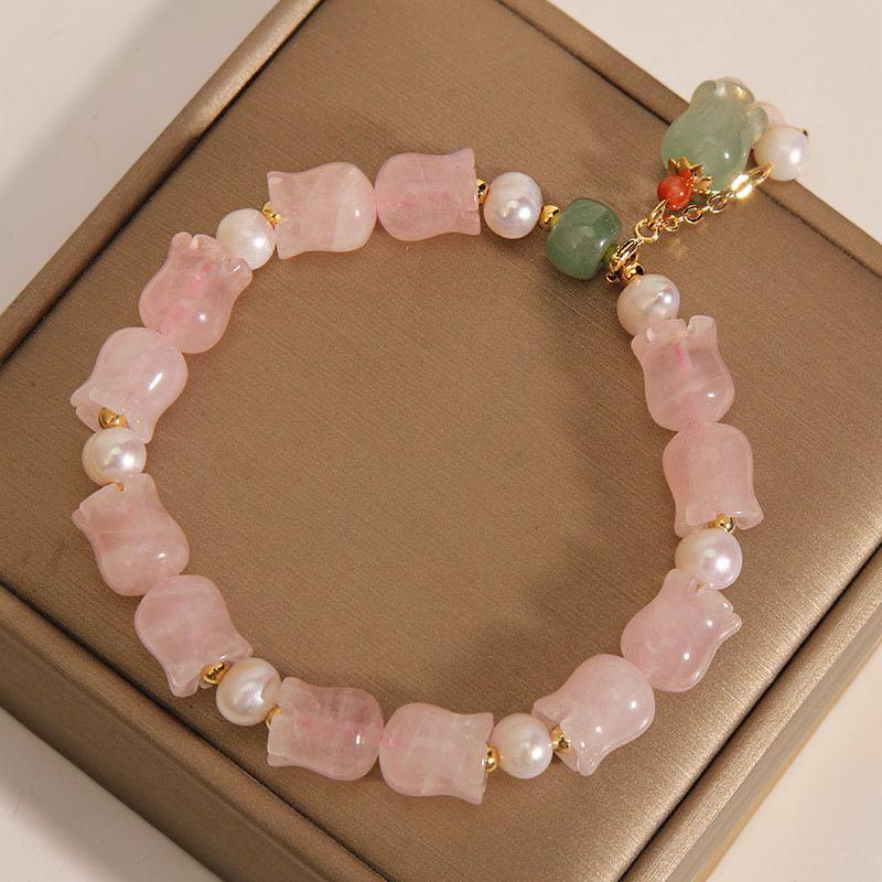ATELIER-TIBET – Bracelet Muguet en Quartz Rose – Perle Divine