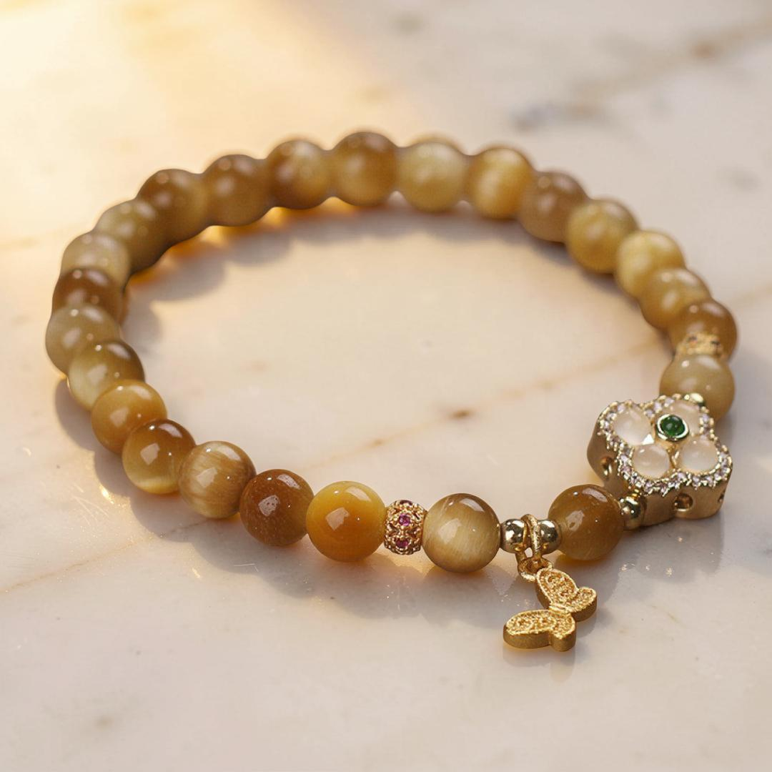 ATELIER-TIBET – Bracelet Œil de Tigre – Chance Papillon