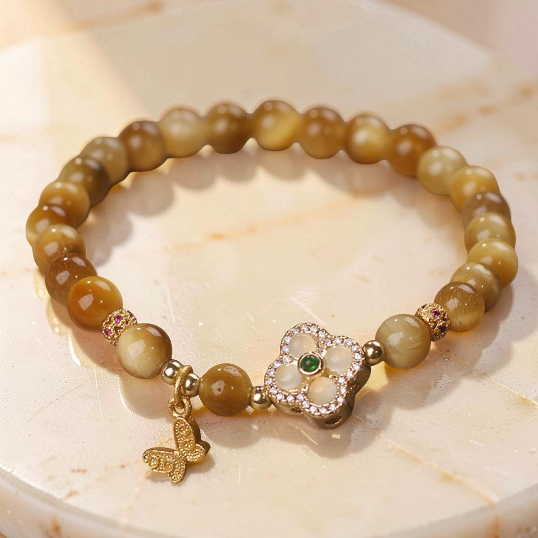 ATELIER-TIBET – Bracelet Œil de Tigre – Chance Papillon