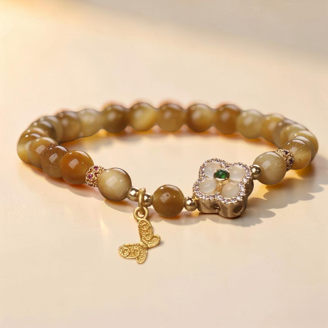 ATELIER-TIBET – Bracelet Œil de Tigre – Chance Papillon