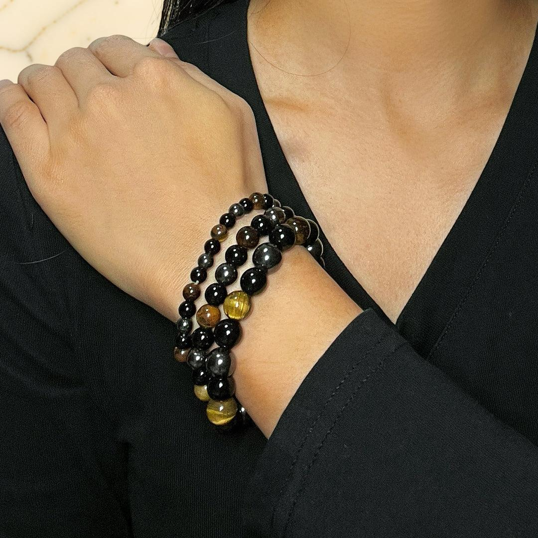 ATELIER-TIBET – Bracelet Œil de Tigre et Hématite – Force Intérieure