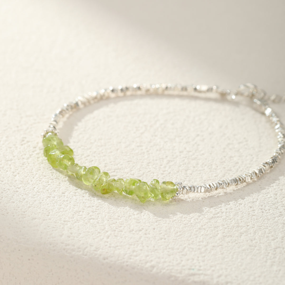 ATELIER-TIBET – Bracelet Péridot – Onde Végétale, Argent