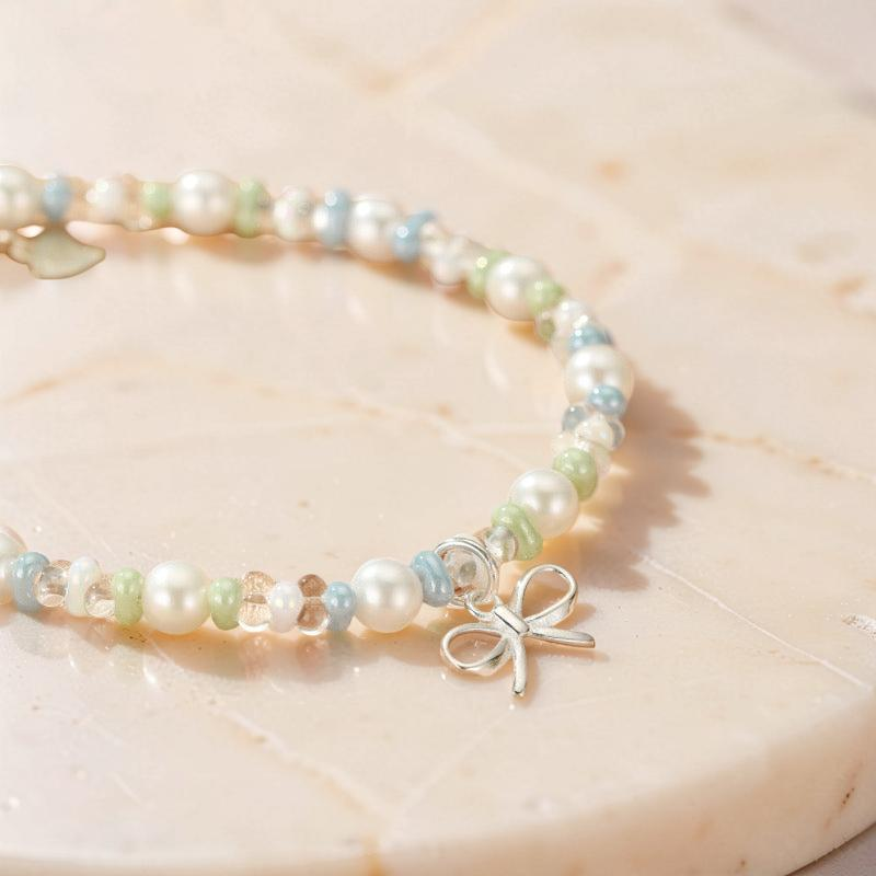 ATELIER-TIBET – Bracelet Perle, Cristal de Roche et Céramique – Danse des Ombres, Argent