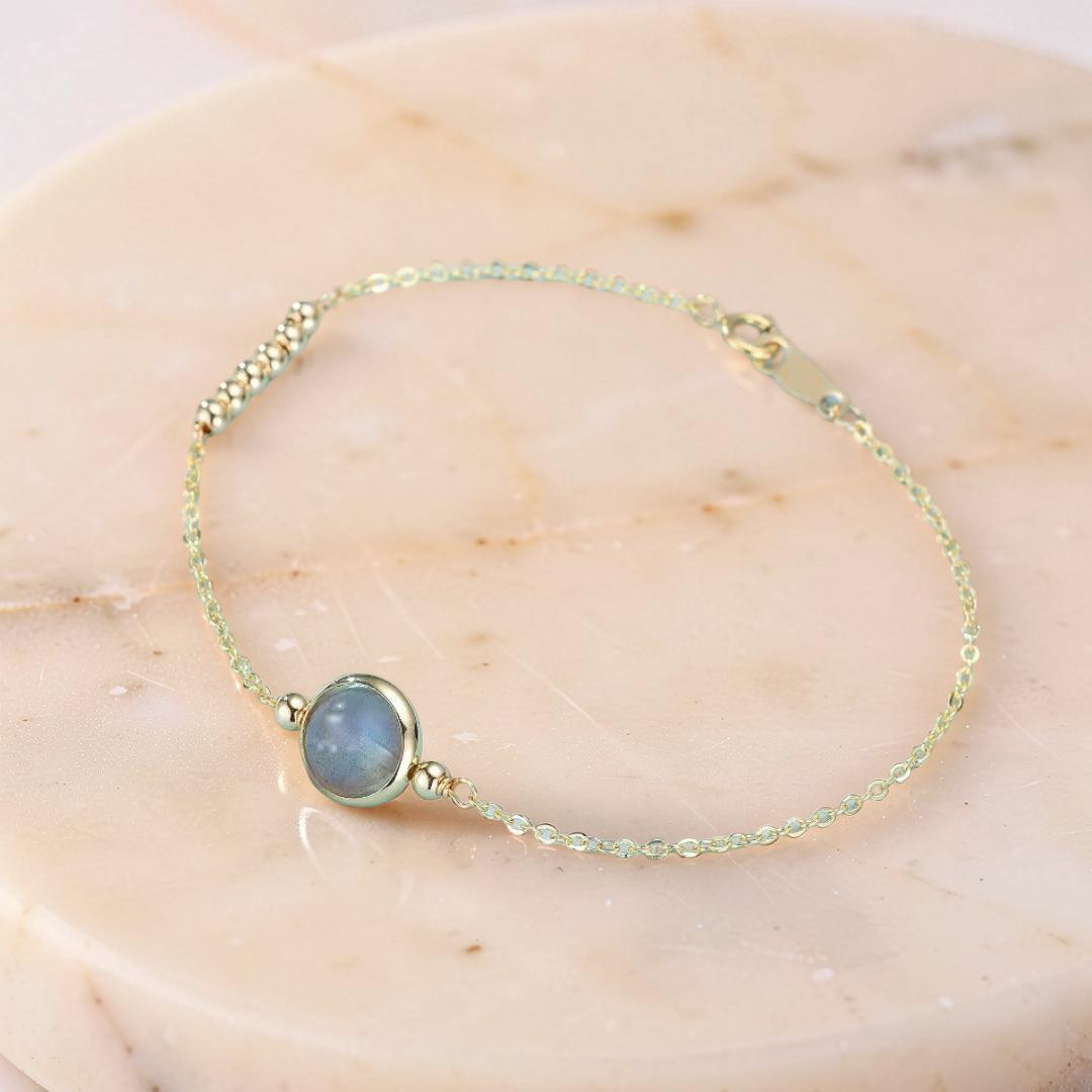 ATELIER-TIBET – Bracelet Pierre de Lune Bleue – Clair de Rêve