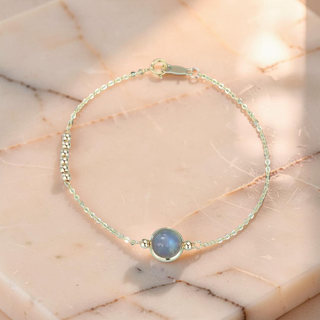 ATELIER-TIBET – Bracelet Pierre de Lune Bleue – Clair de Rêve