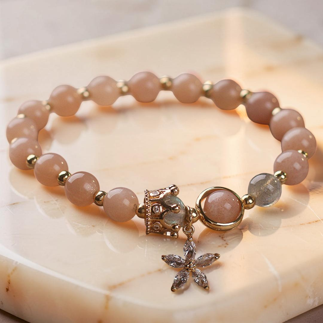 ATELIER-TIBET – Bracelet Pierre de Soleil et Labradorite – Couronne Fleurie