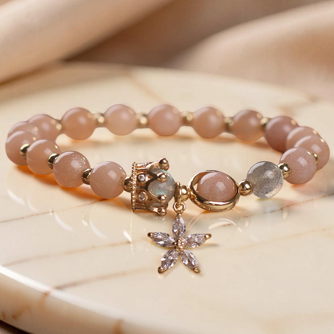 ATELIER-TIBET – Bracelet Pierre de Soleil et Labradorite – Couronne Fleurie