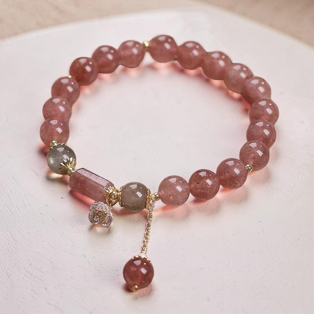 ATELIER-TIBET – Bracelet Quartz Fraise – Douceur Rosée