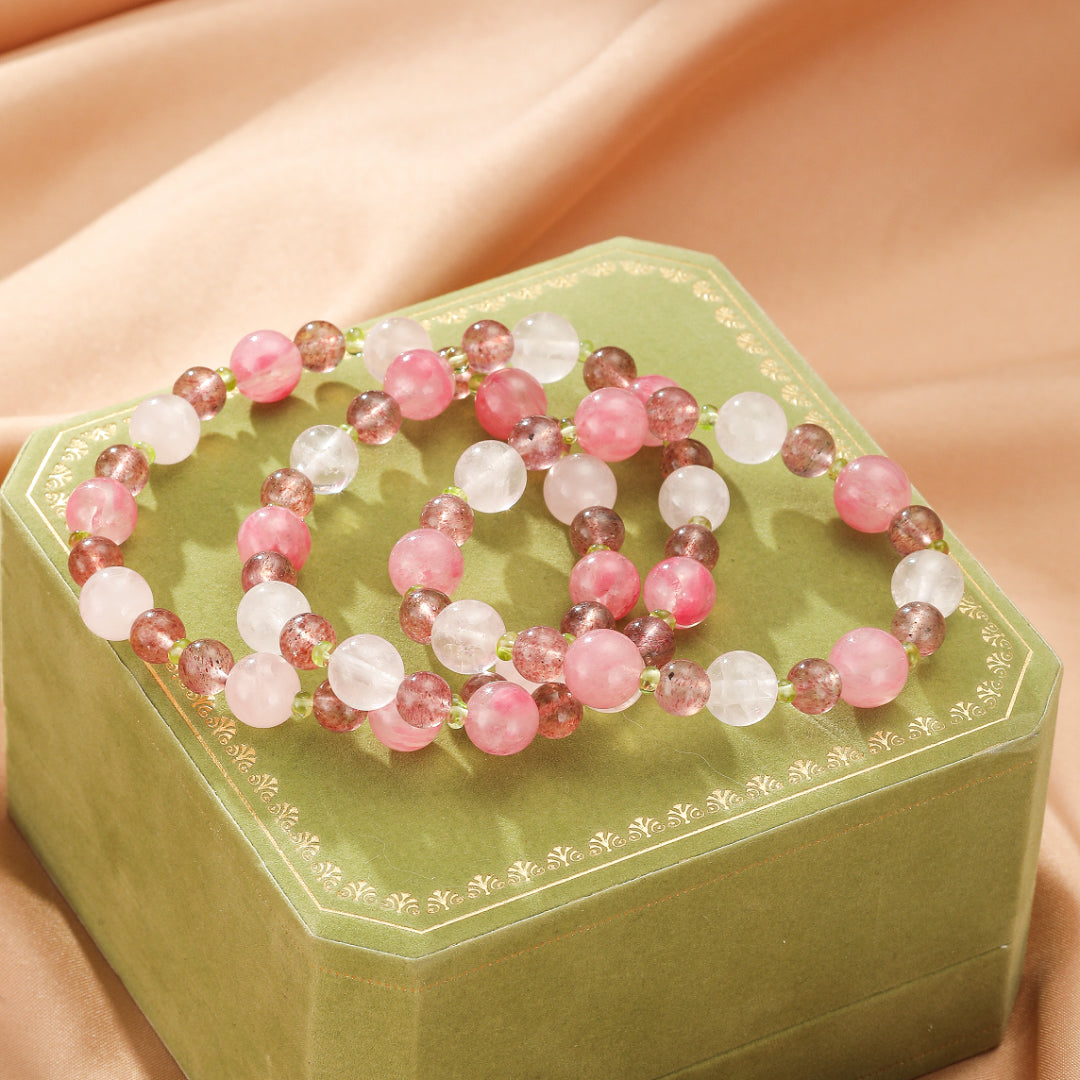 ATELIER-TIBET – Bracelet Rhodonite et Pierres naturelles – Fleurs de Printemps