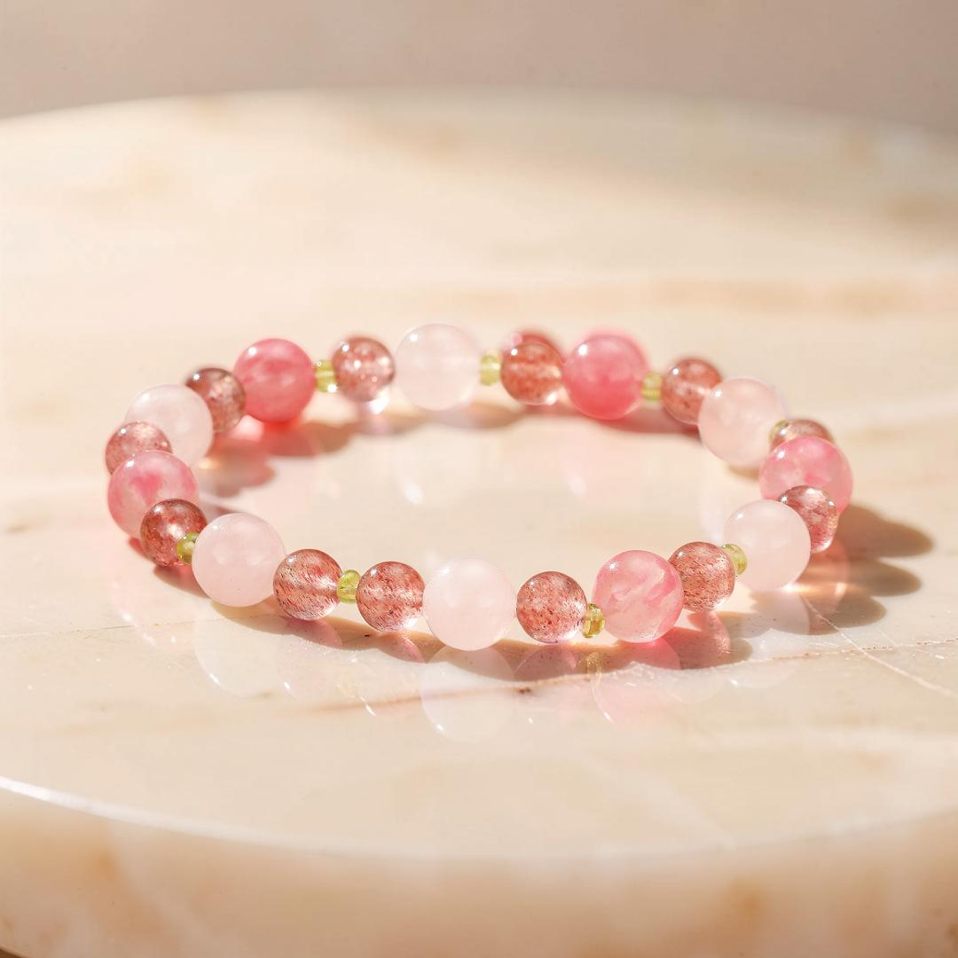 ATELIER-TIBET – Bracelet Rhodonite et Pierres naturelles – Fleurs de Printemps
