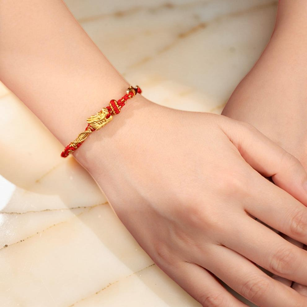 ATELIER-TIBET – Bracelet Rouge – Dragon Eternel, Fil Rouge