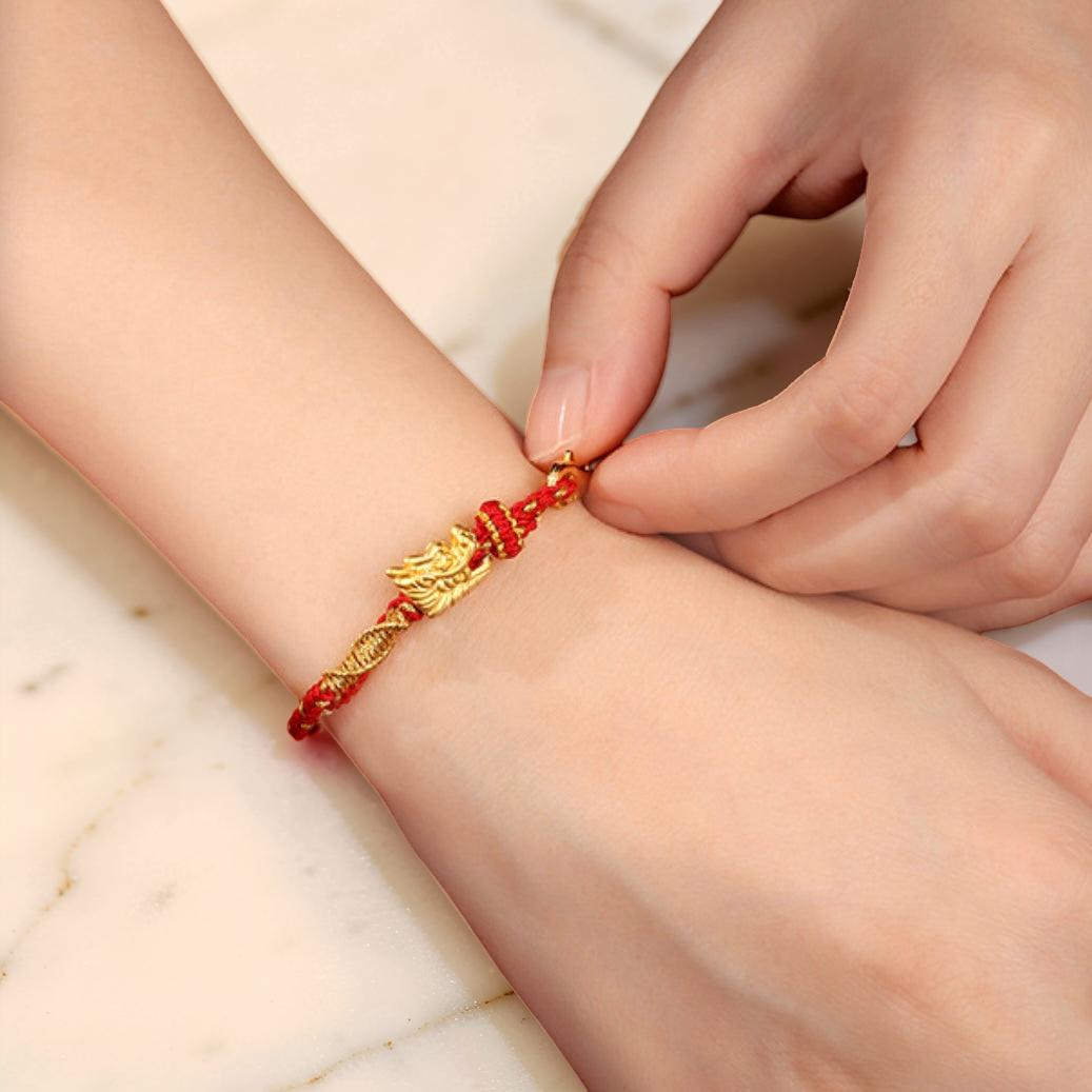 ATELIER-TIBET – Bracelet Rouge – Dragon Eternel, Fil Rouge