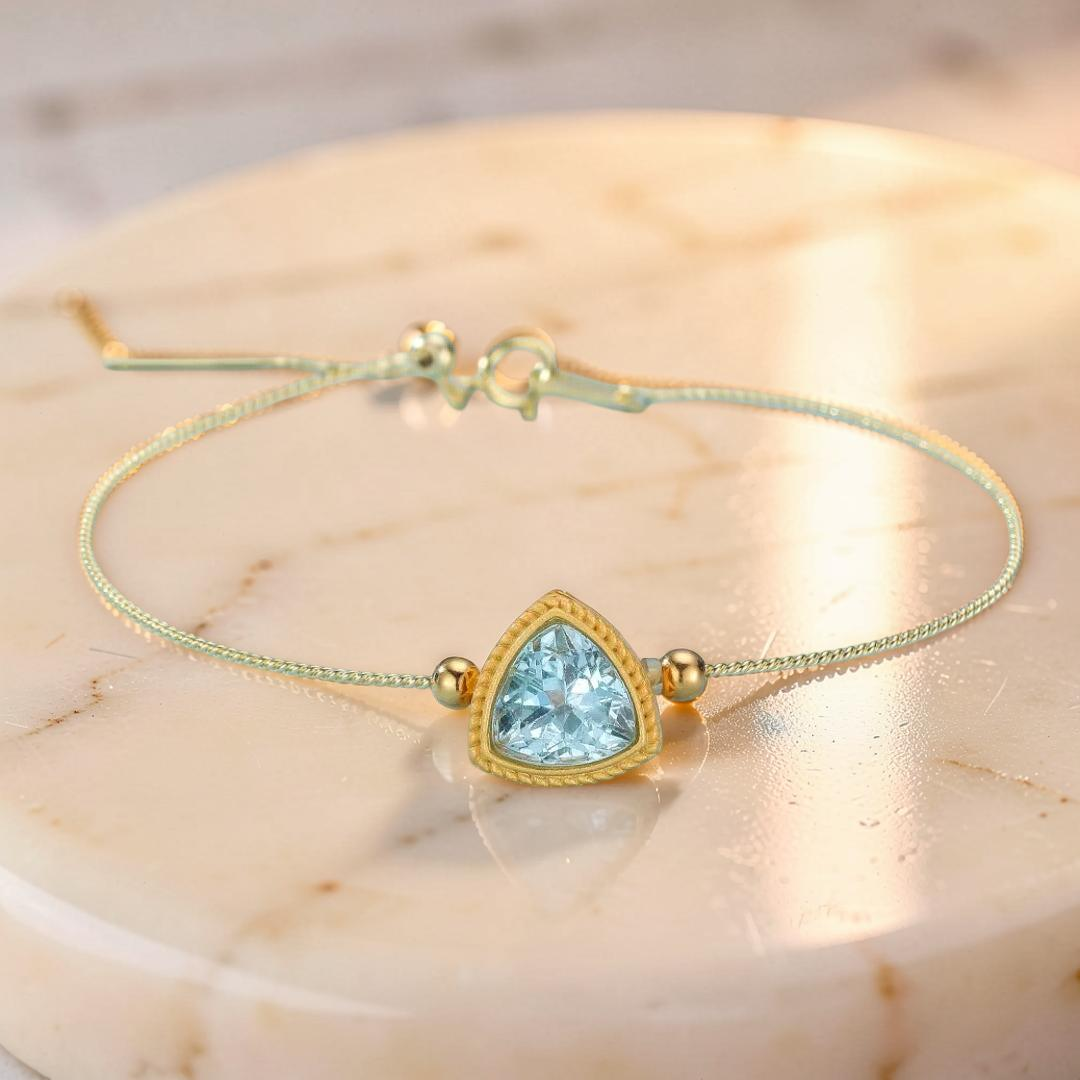 ATELIER-TIBET – Bracelet Topaze – Trilogie Céleste, Argent Plaqué Or