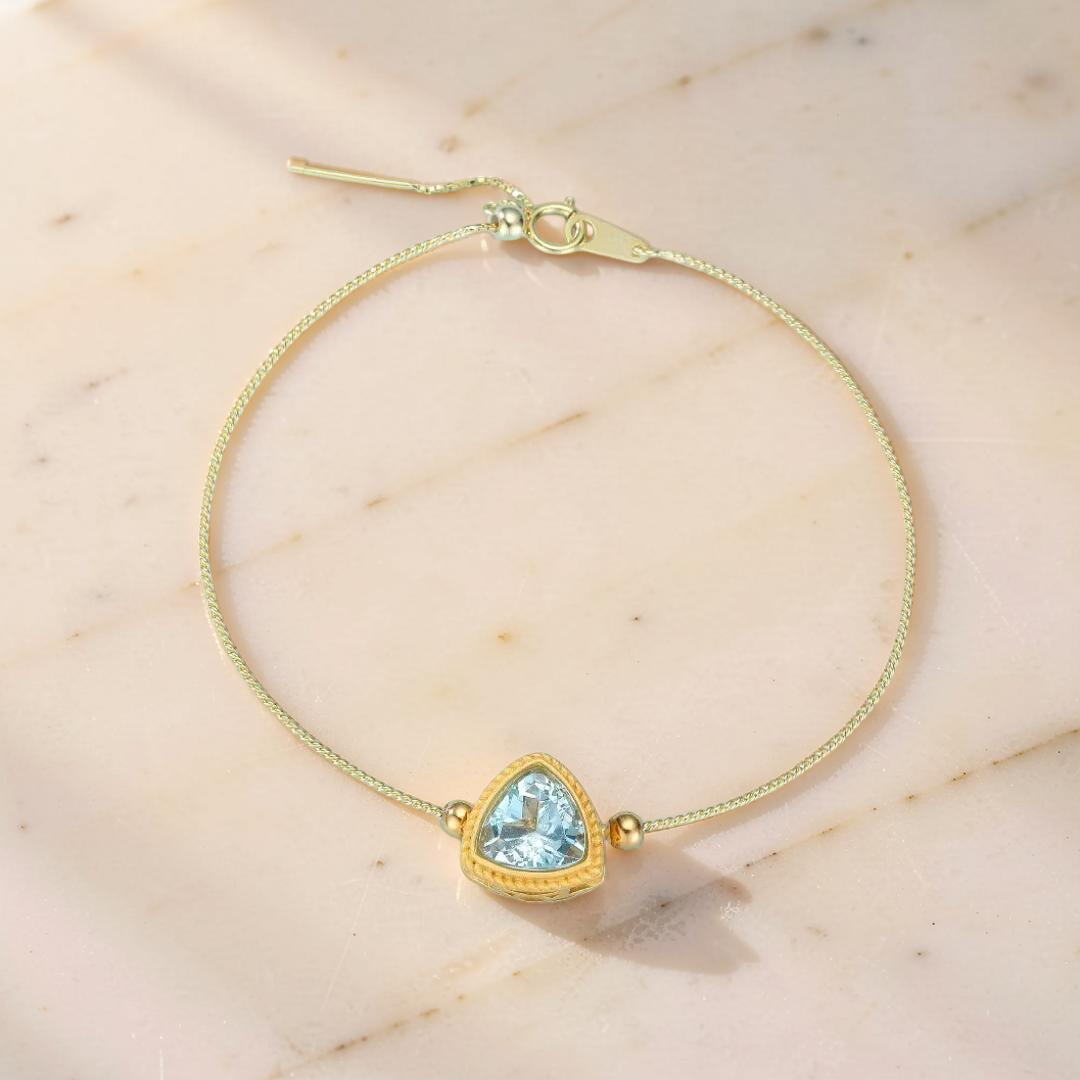 ATELIER-TIBET – Bracelet Topaze – Trilogie Céleste, Argent Plaqué Or