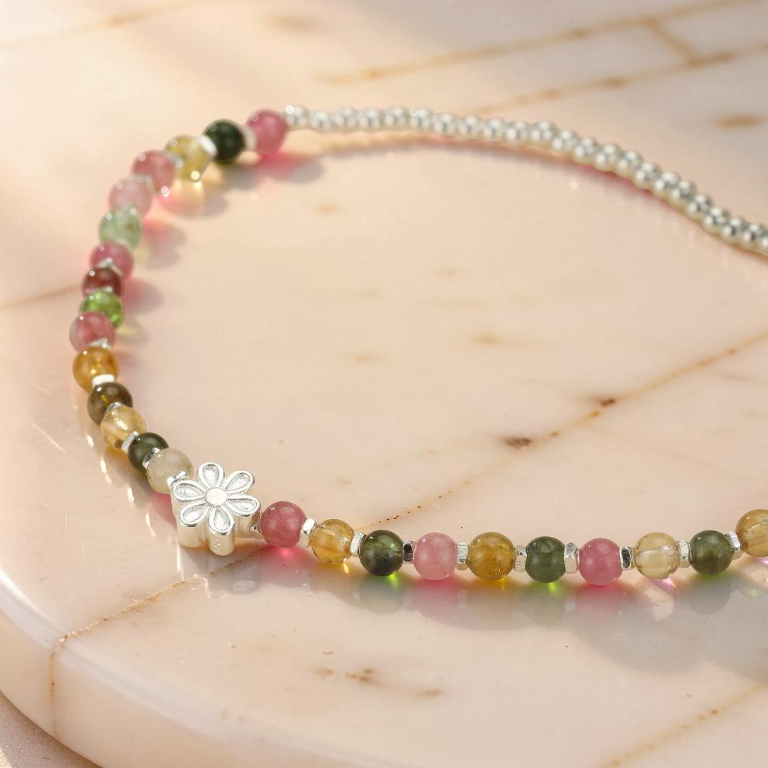 ATELIER-TIBET – Bracelet Tourmaline – Cerise de Printemps, Argent 925