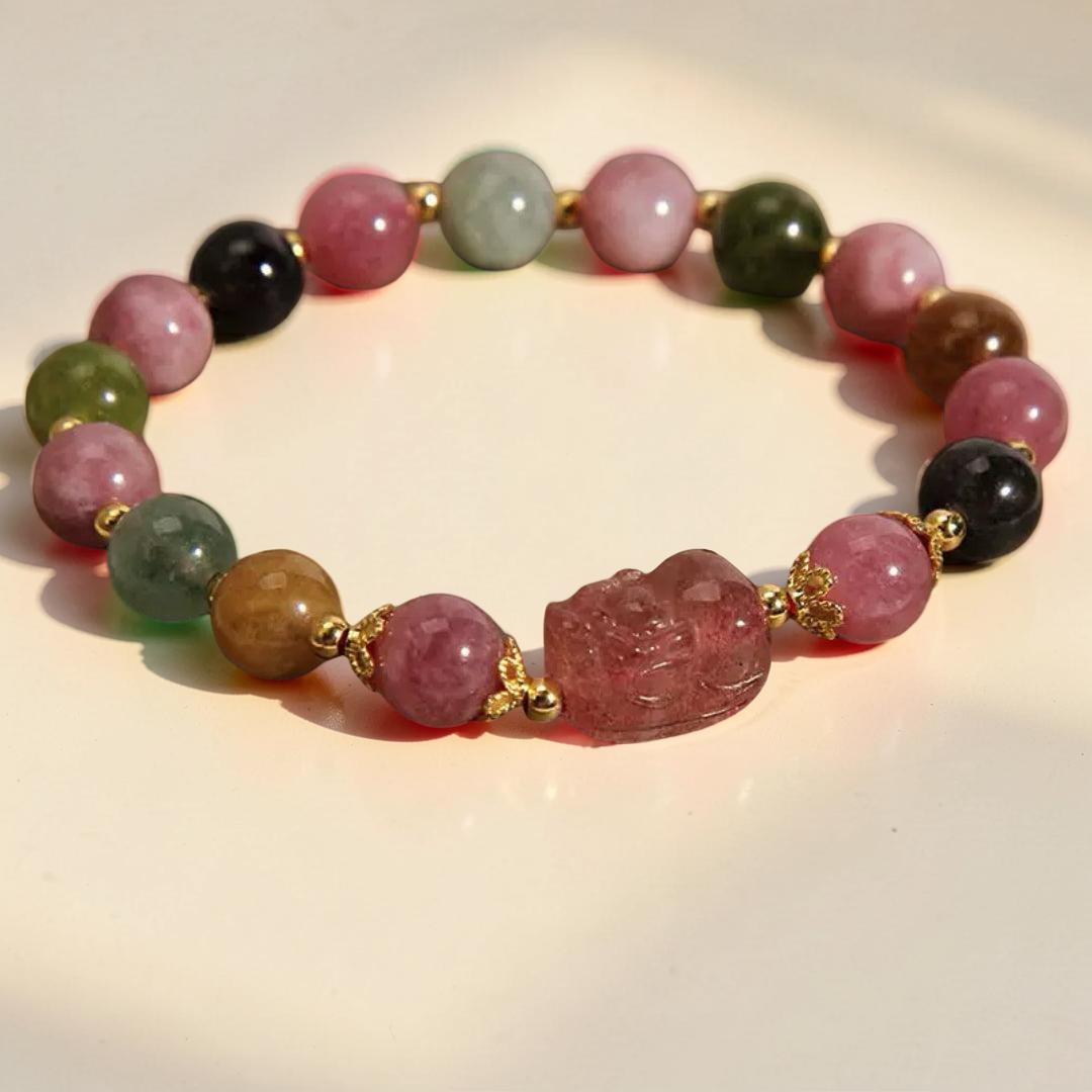 ATELIER-TIBET – Bracelet Tourmaline Pixiu – Gardien de Fortune