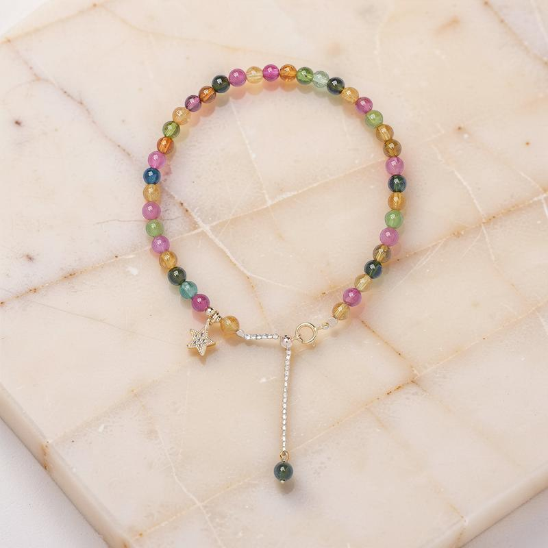 ATELIER-TIBET – Bracelet Tourmaline – Rêve d'Aurore, Plaqué Or 14k
