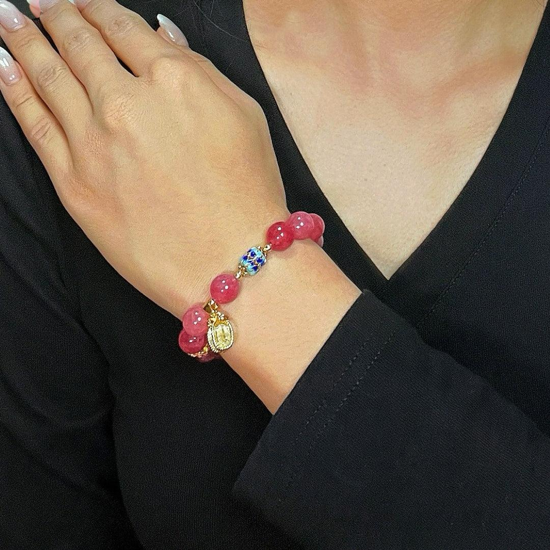 ATELIER-TIBET – Bracelet Tourmaline Rose et Cristal de Roche – Éveil du Cœur