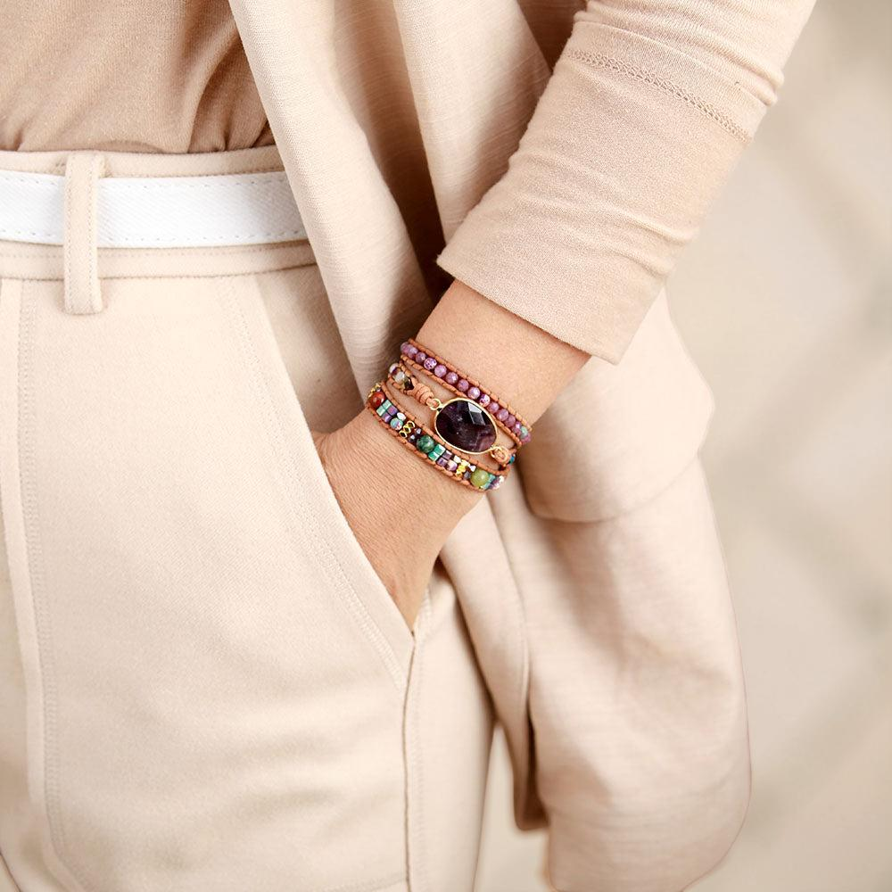 ATELIER-TIBET – Bracelet Wrap Améthyste – Paix Intérieure