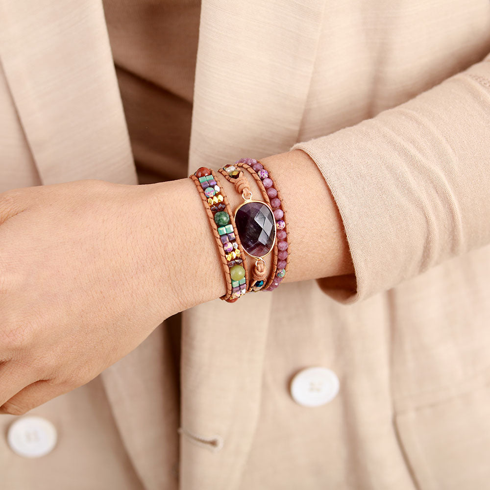 ATELIER-TIBET – Bracelet Wrap Améthyste – Paix Intérieure