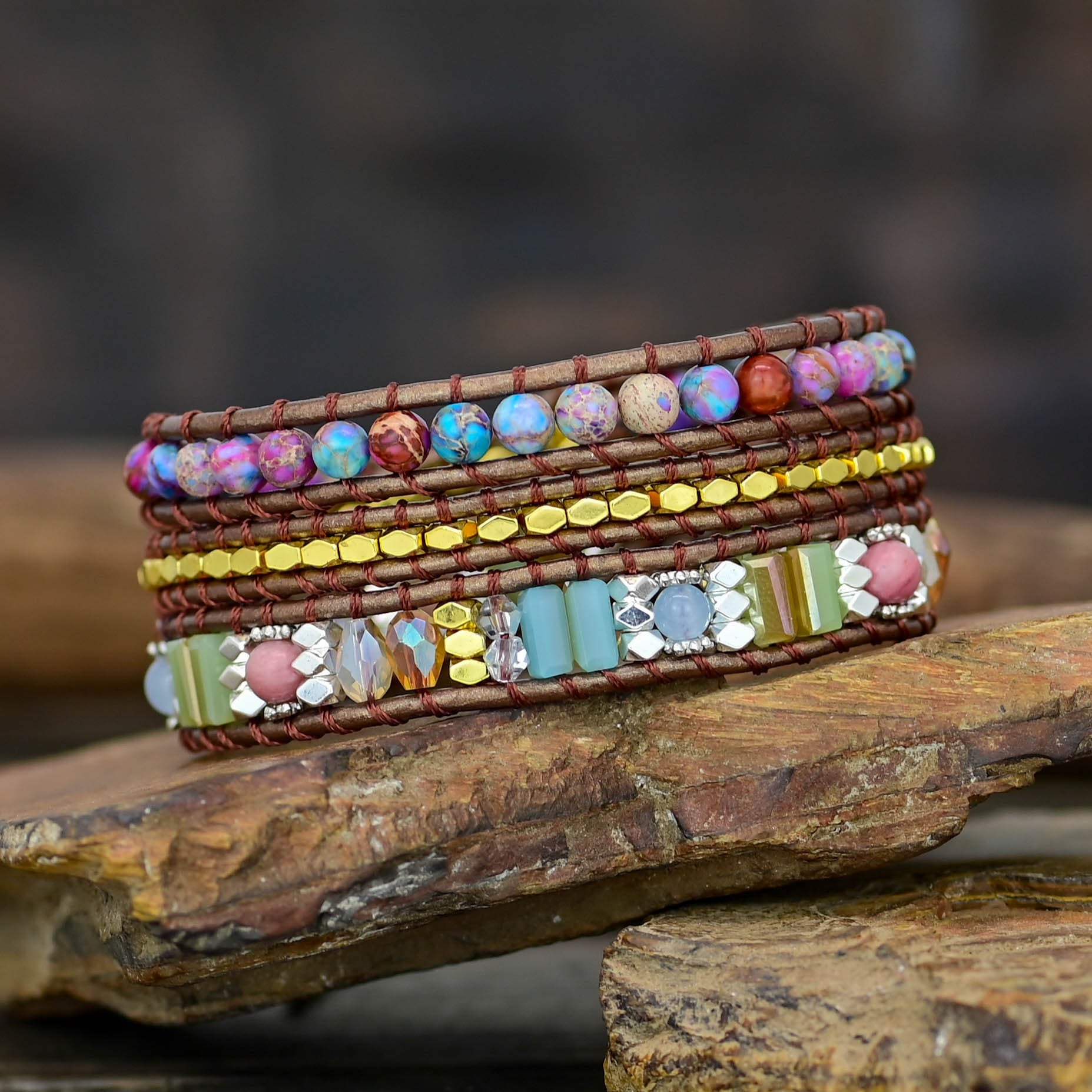 ATELIER-TIBET – Bracelet Wrap Jaspe Africain - Boho