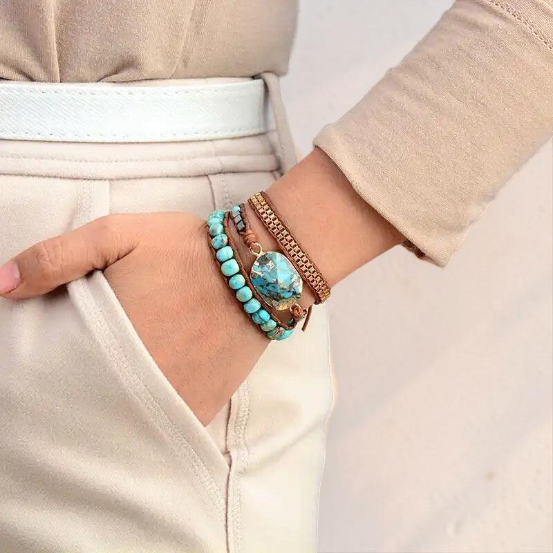 ATELIER-TIBET – Bracelet Wrap en Turquoise – Toucher de Guérisseur