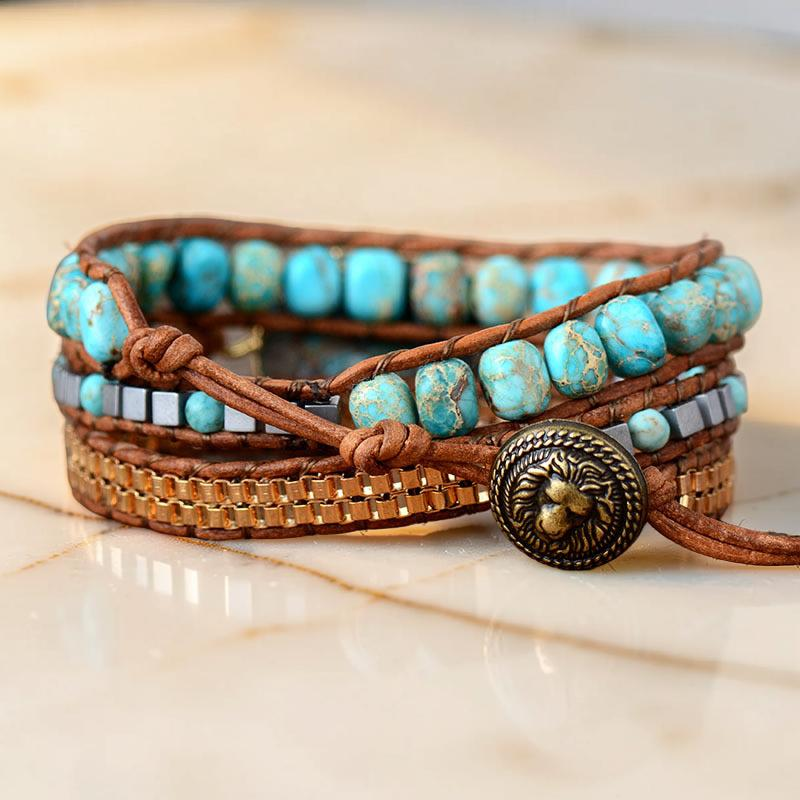ATELIER-TIBET – Bracelet Wrap en Turquoise – Toucher de Guérisseur