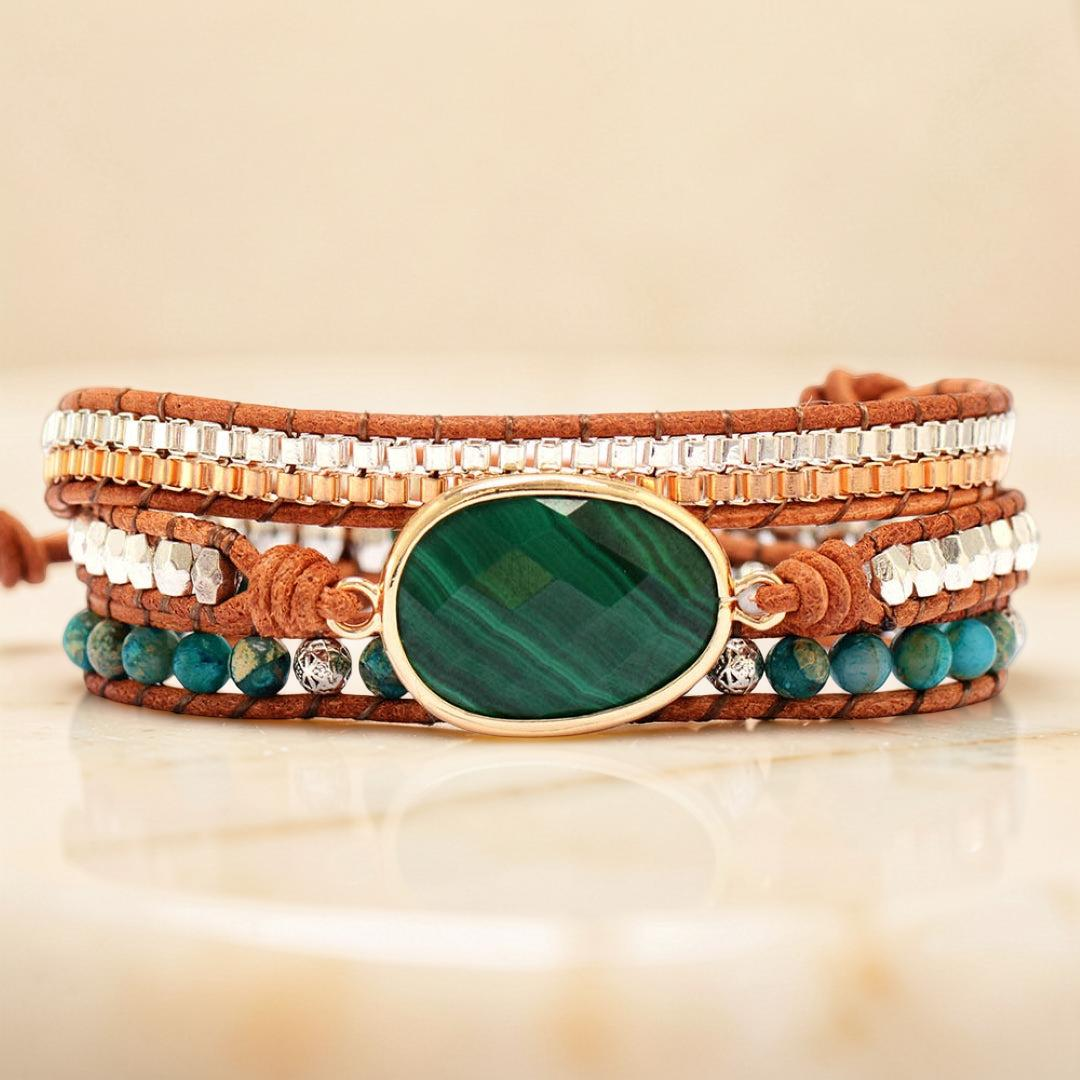 ATELIER-TIBET – Bracelet Wrap Malachite – Harmonie Bohème