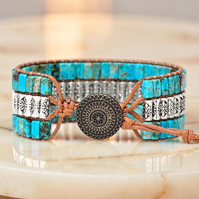 ATELIER-TIBET – Bracelet Wrap Turquoise – Empreinte Ethnique