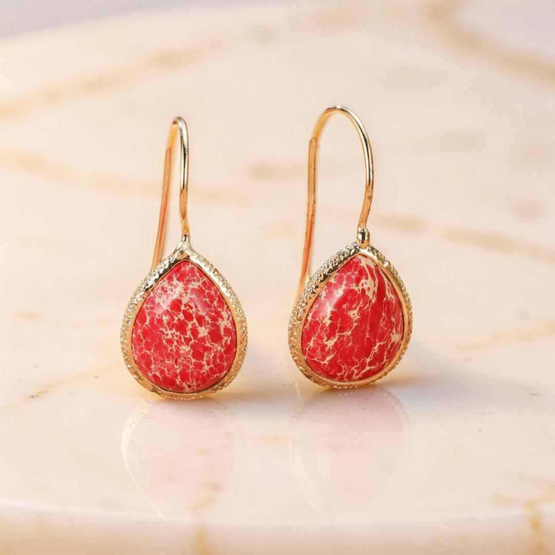 ATELIER-TIBET – Boucles d’Oreilles Jaspe – Flamme d'Amour