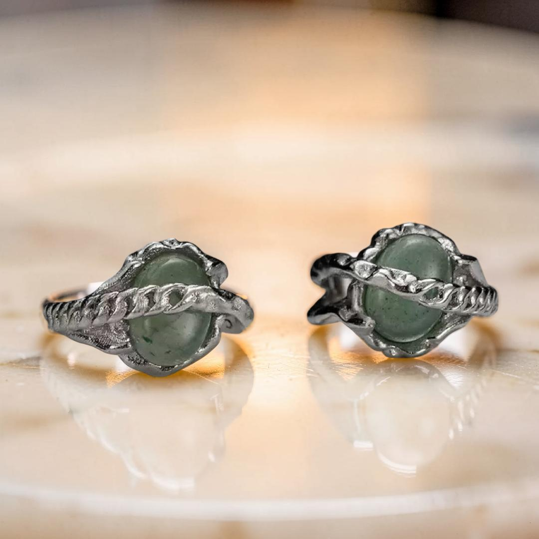 ATELIER-TIBET – Boucles d'Oreilles Aventurine – Énergie Harmonieuse, Argent
