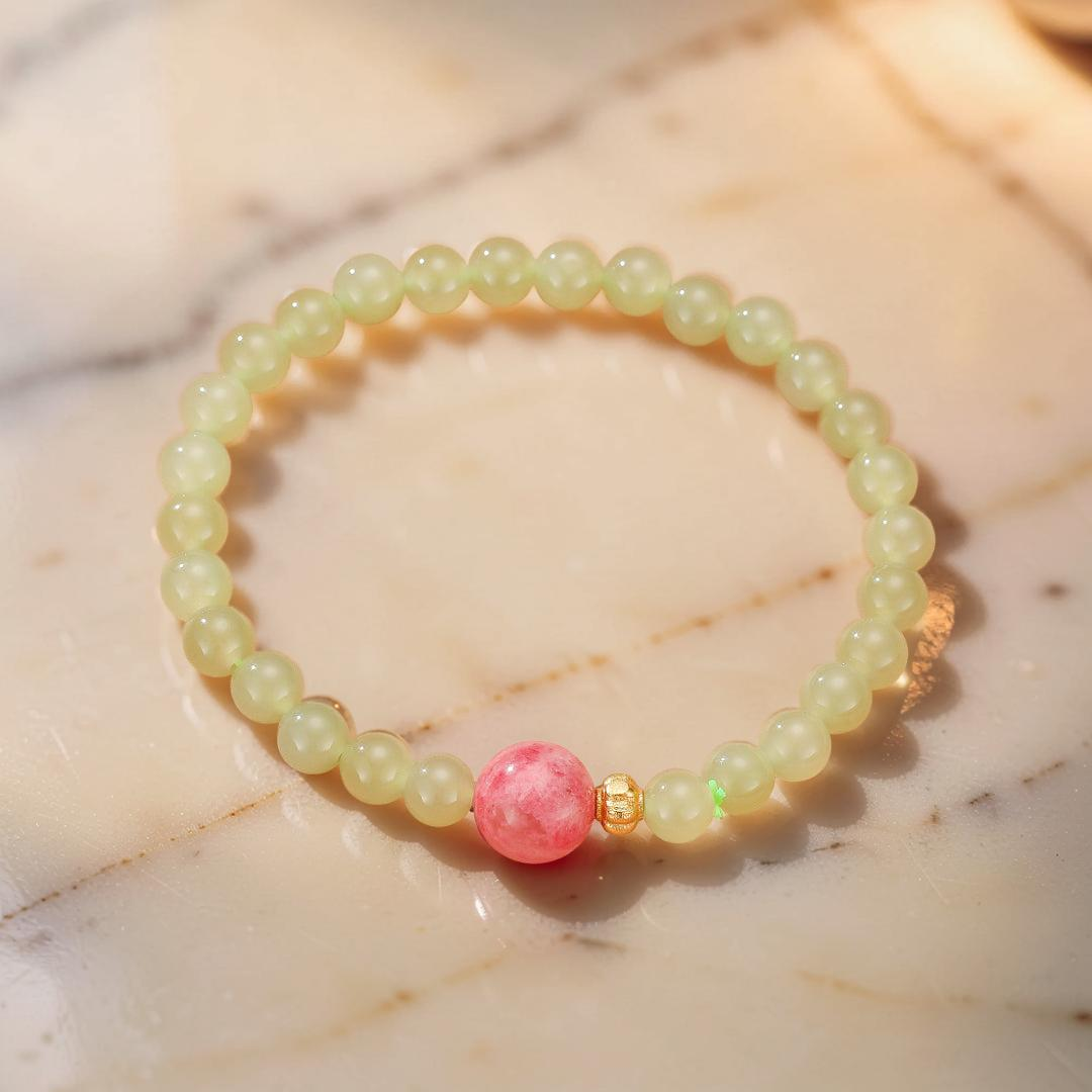 ATELIER-TIBET – Bracelet Rhodonite et Jade – Duo Bien-Être