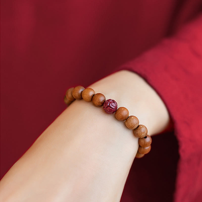 ATELIER-TIBET Bracelet Lotus Bois de Pêcher & Cinabre – Protection & Harmonie
