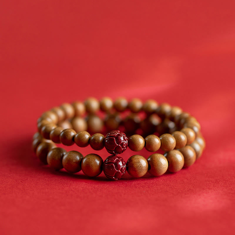ATELIER-TIBET Bracelet Lotus Bois de Pêcher & Cinabre – Protection & Harmonie