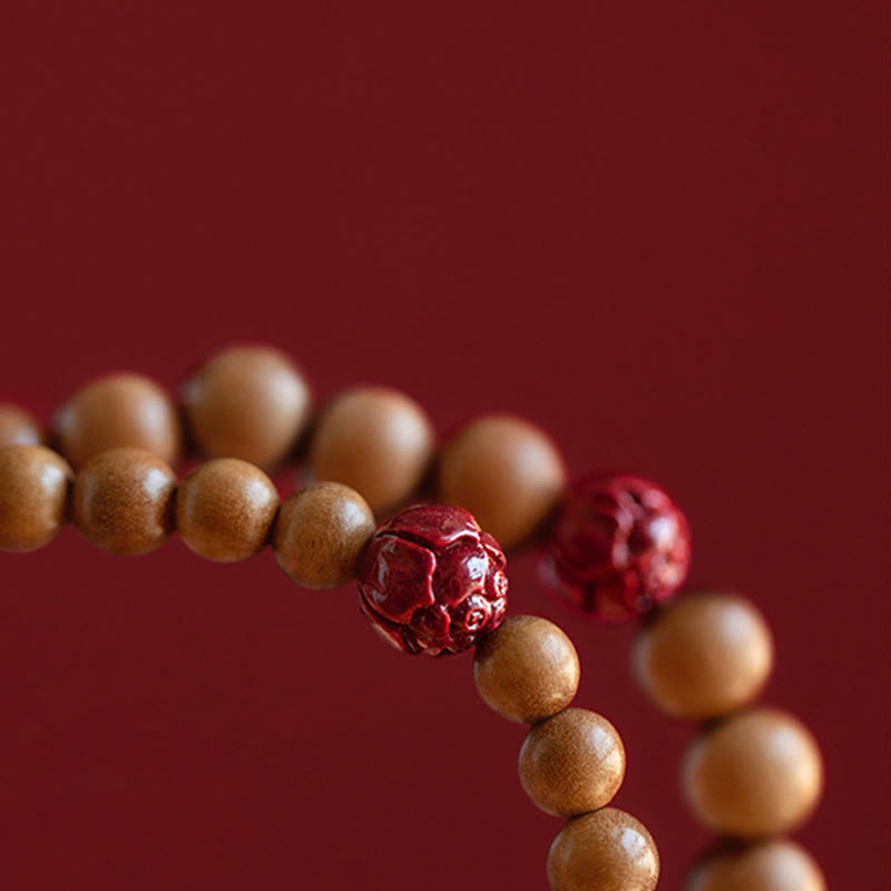 ATELIER-TIBET Bracelet Lotus Bois de Pêcher & Cinabre – Protection & Harmonie