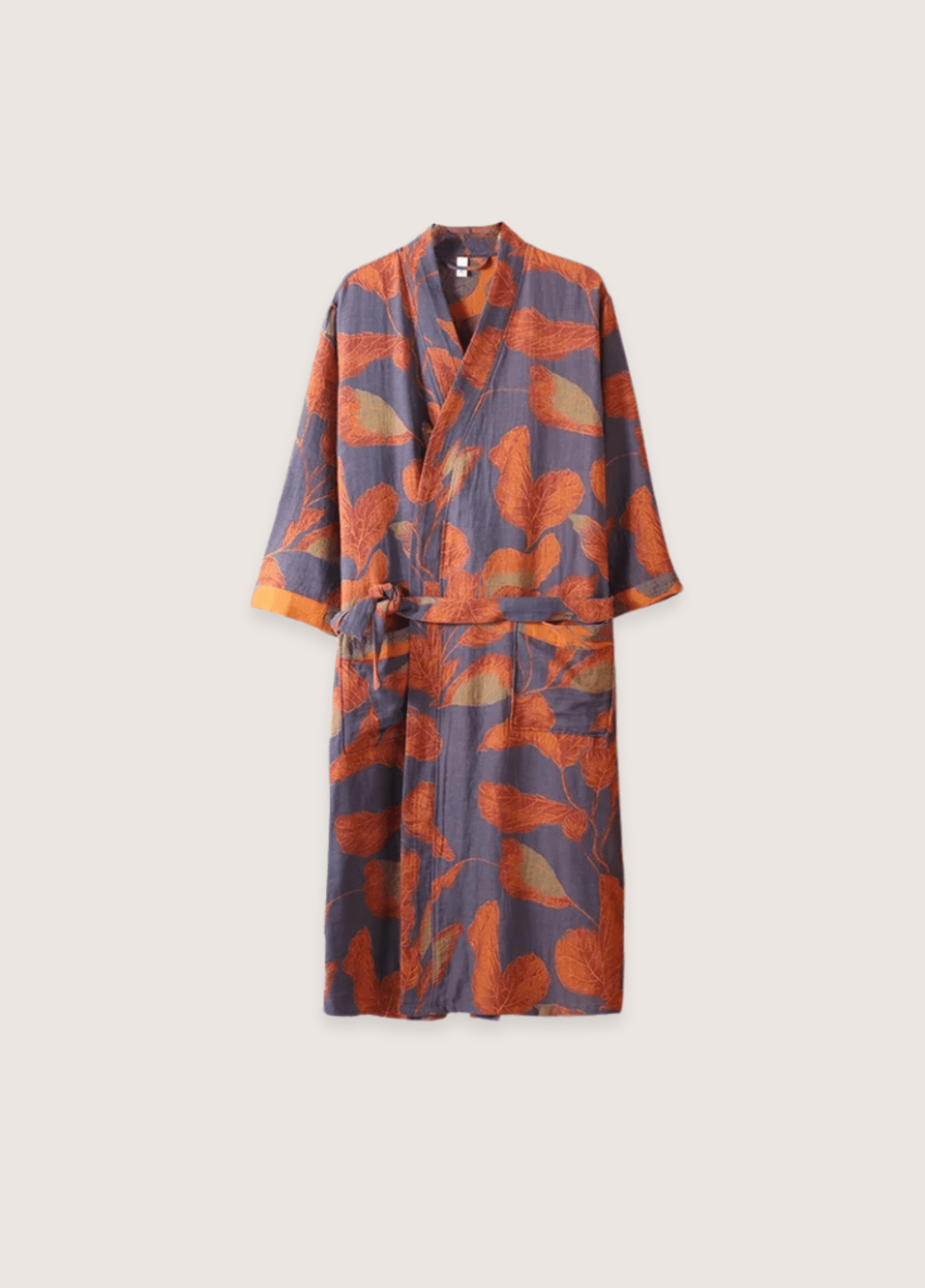 Peignoir kimono mixte coton floral bleu – Automne Bloom