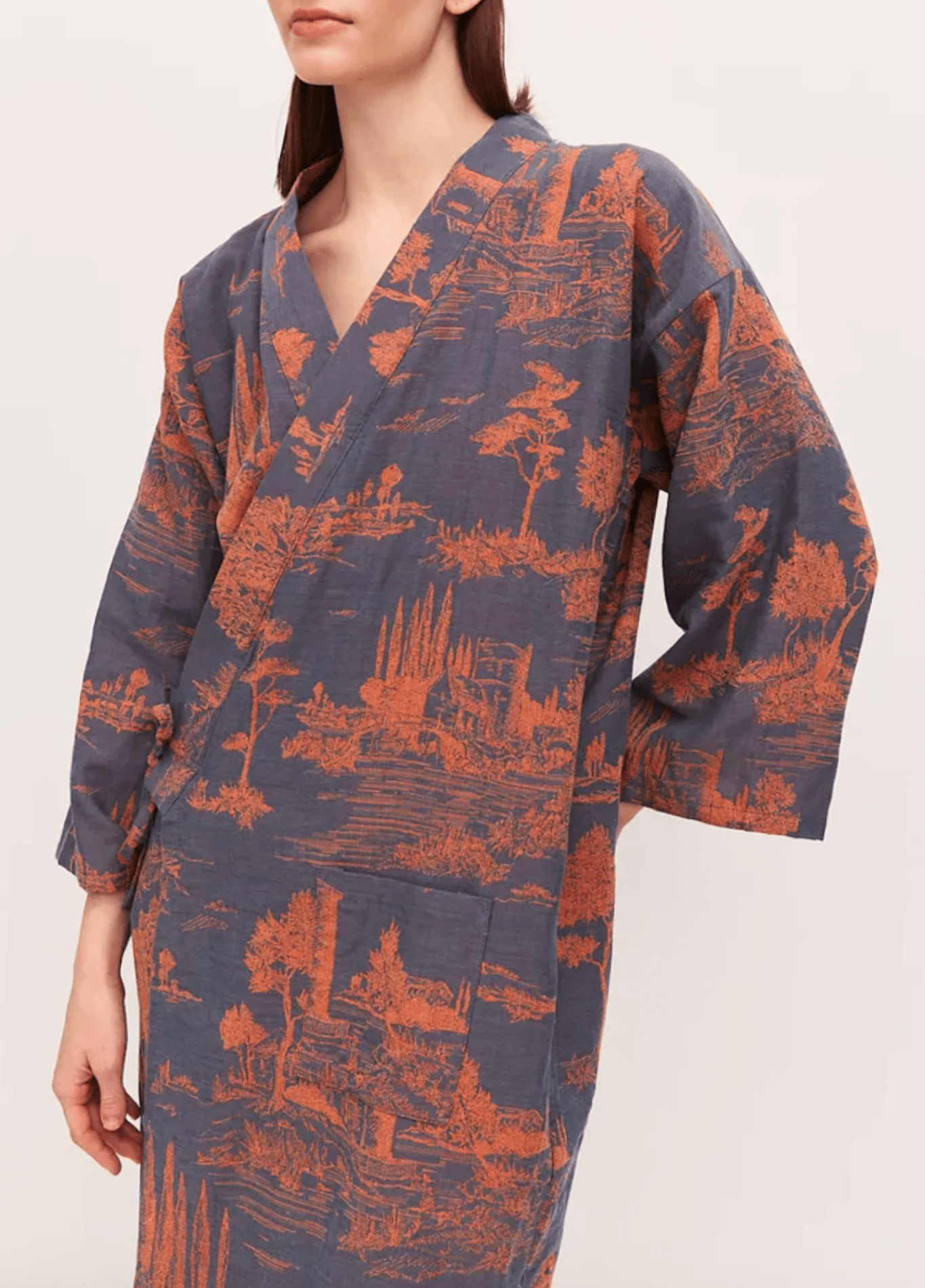 Peignoir kimono femme coton bleu – Kaido