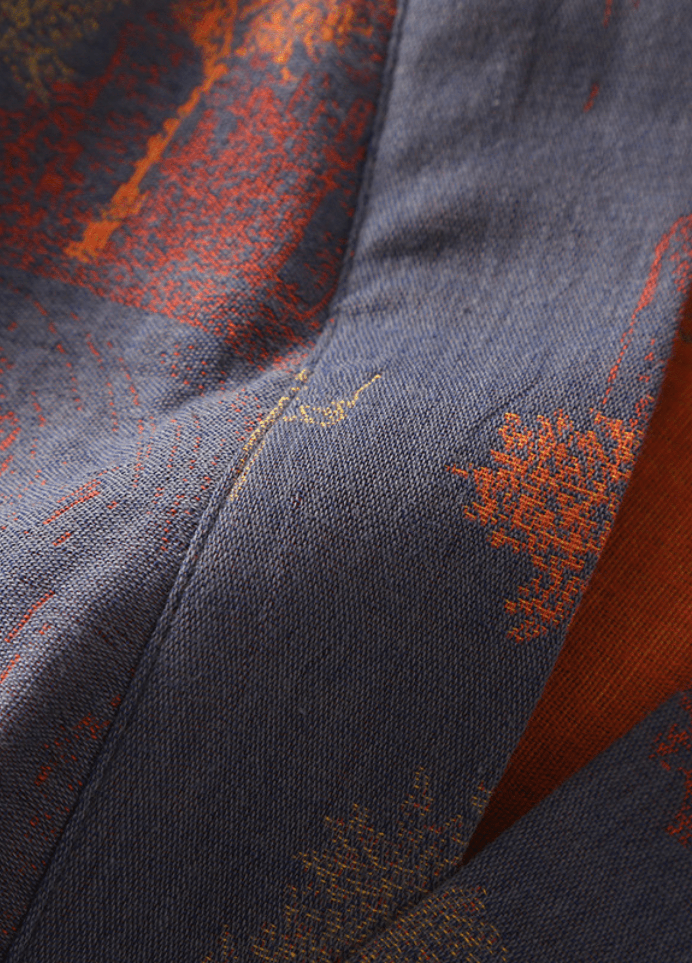 Peignoir kimono homme coton motif érable bleu – Momiji